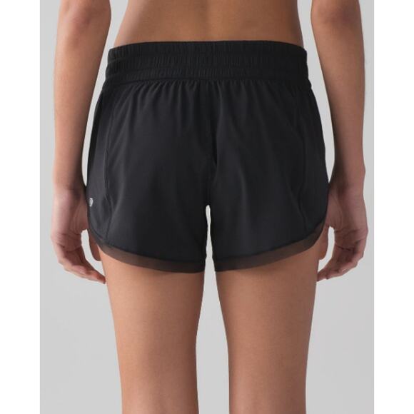 Lululemon Black Anew Running Shorts Womens Sz 4 Elastic Waist Mesh Trim Mid Rise - Picture 3 of 8
